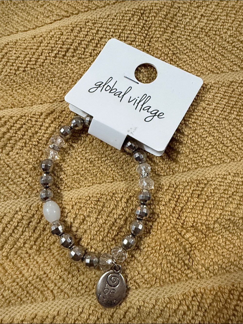 Silver and White Beaded Charm Bracelet Be True